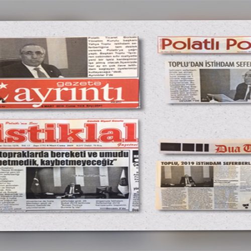 Başkanımız Sn Yahya TOPLU’nun “İstihdam Seferberliği 2019” Konusunda yaptığı “Basın Toplantısı” haberleri Gazetelerde…