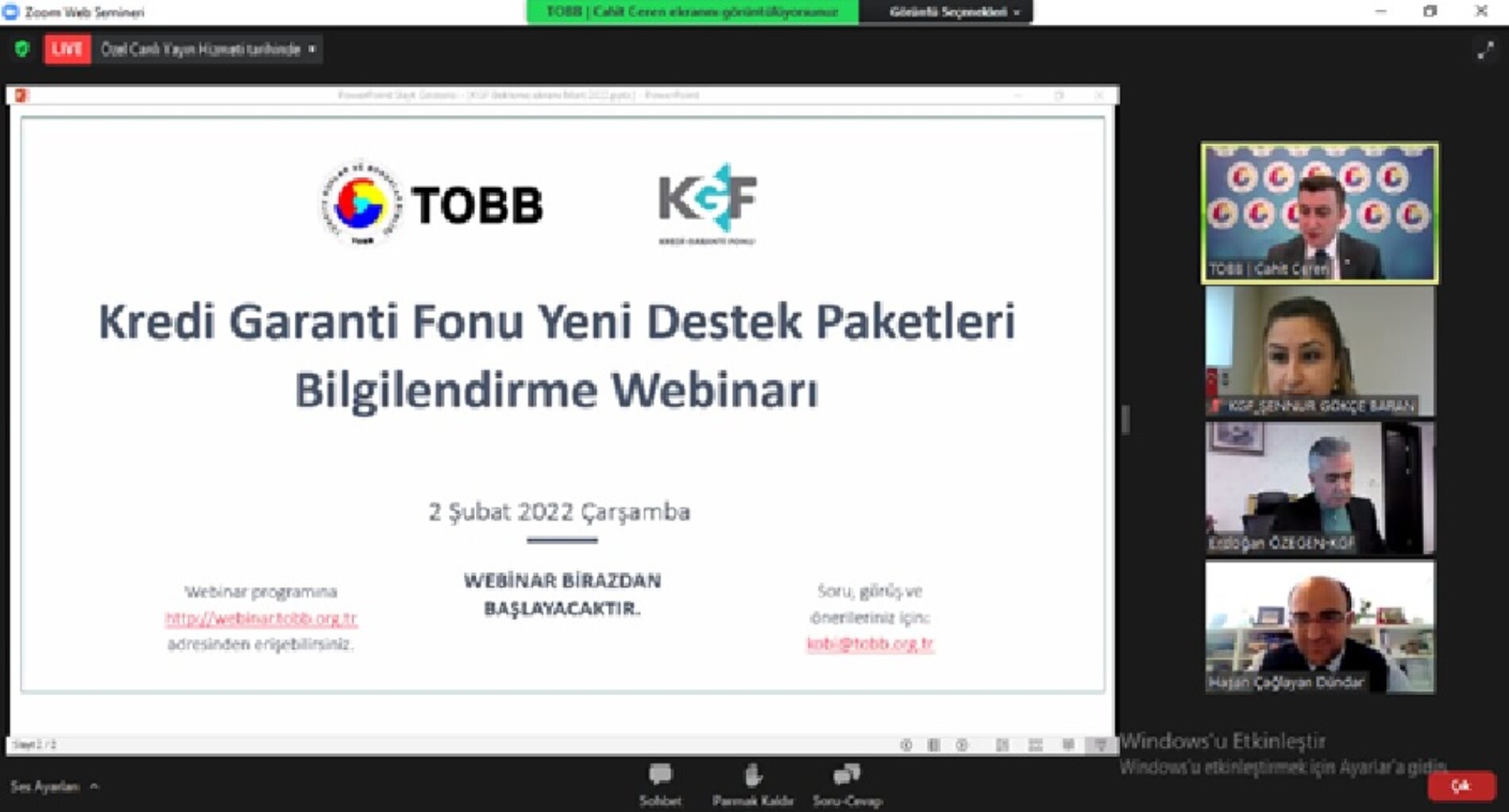 Kredi Garanti Fonu (KGF) Yeni Destek Paketleri Bilgilendirme Semineri’ne Genel Sekreterimiz Sn Tugay AYDOĞDU katıldı…